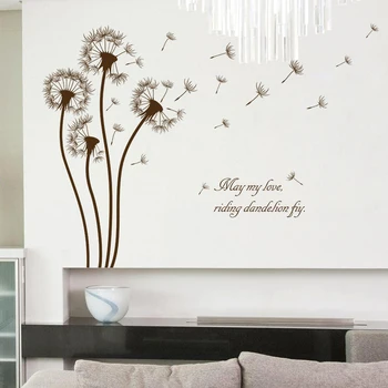 

Free Shipping Romantic dandelion Wall Sticker Home Decoration DIY Living Room Sofa Background Mural art Decals poster stickers