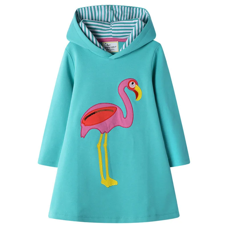 Girls Dresses Baby Clothes Jumping-Meters Long-Sleeve Flamingo New-Animals Princess Kids