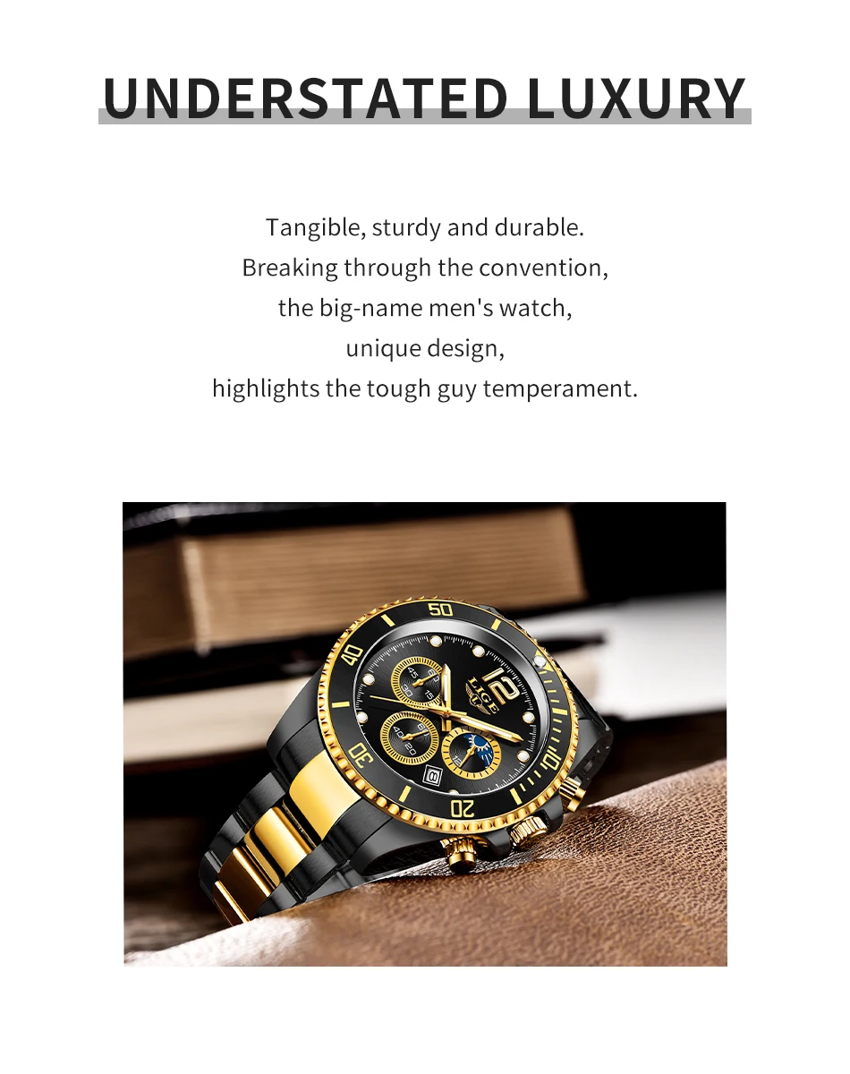 Orologio in oro nero di moda Orologio al quarzo impermeabile in acciaio inossidabile di lusso di marca superiore Orologio da polso cronografo sportivo da uomo Ma_voghion.com