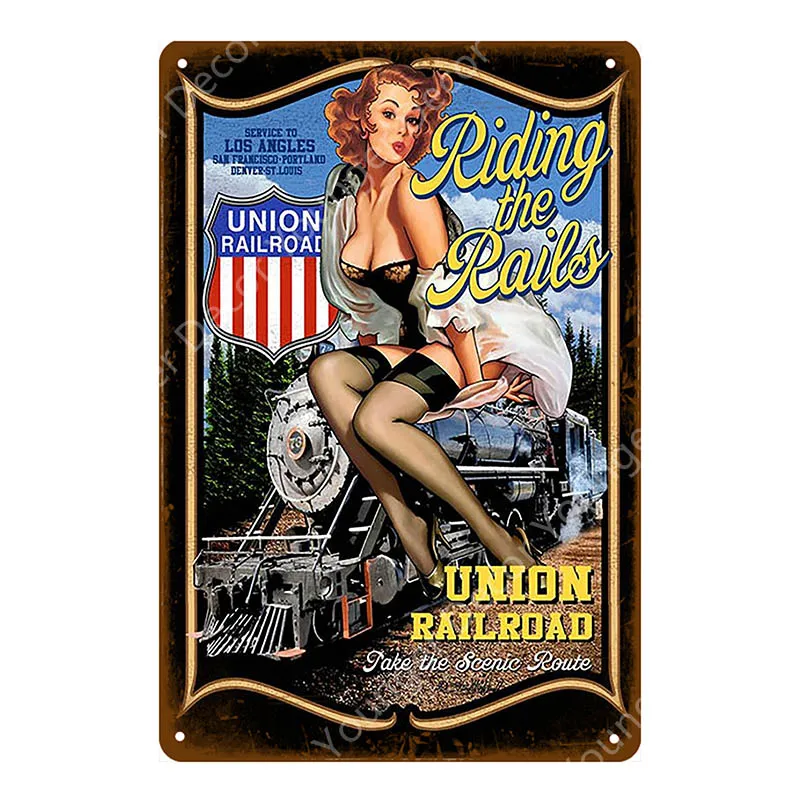 Американский плакат Pin Up Girl забавная леди жестяная вывеска настенная декоративная табличка для бара кафе бара вечерние Клубные винтажные металлические картины YI-078 - Цвет: YD3097EI