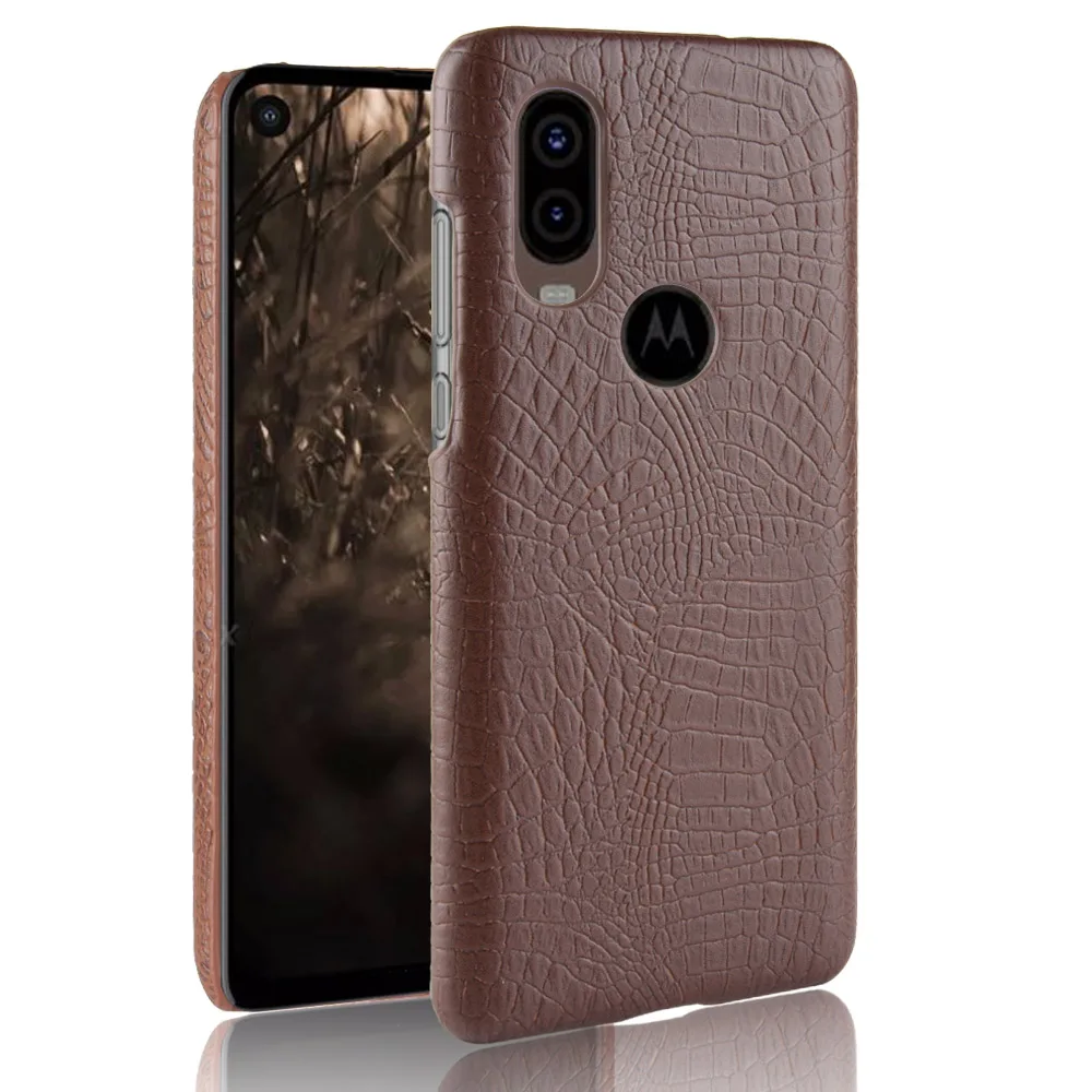

For Motorola One Vision Case Luxury Crocodile Pattern Business Style PC Hard Cover Protective Phone Case For Moto P40 (N0606)