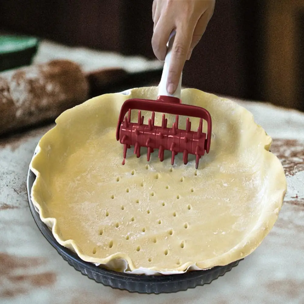 Pizza Pastry Roller Pin Non-stick Baking Biscuit Patisserie Dough Crimper Tools ABS Hole Puncher Kitchen Gadget Tools 1 Pcs
