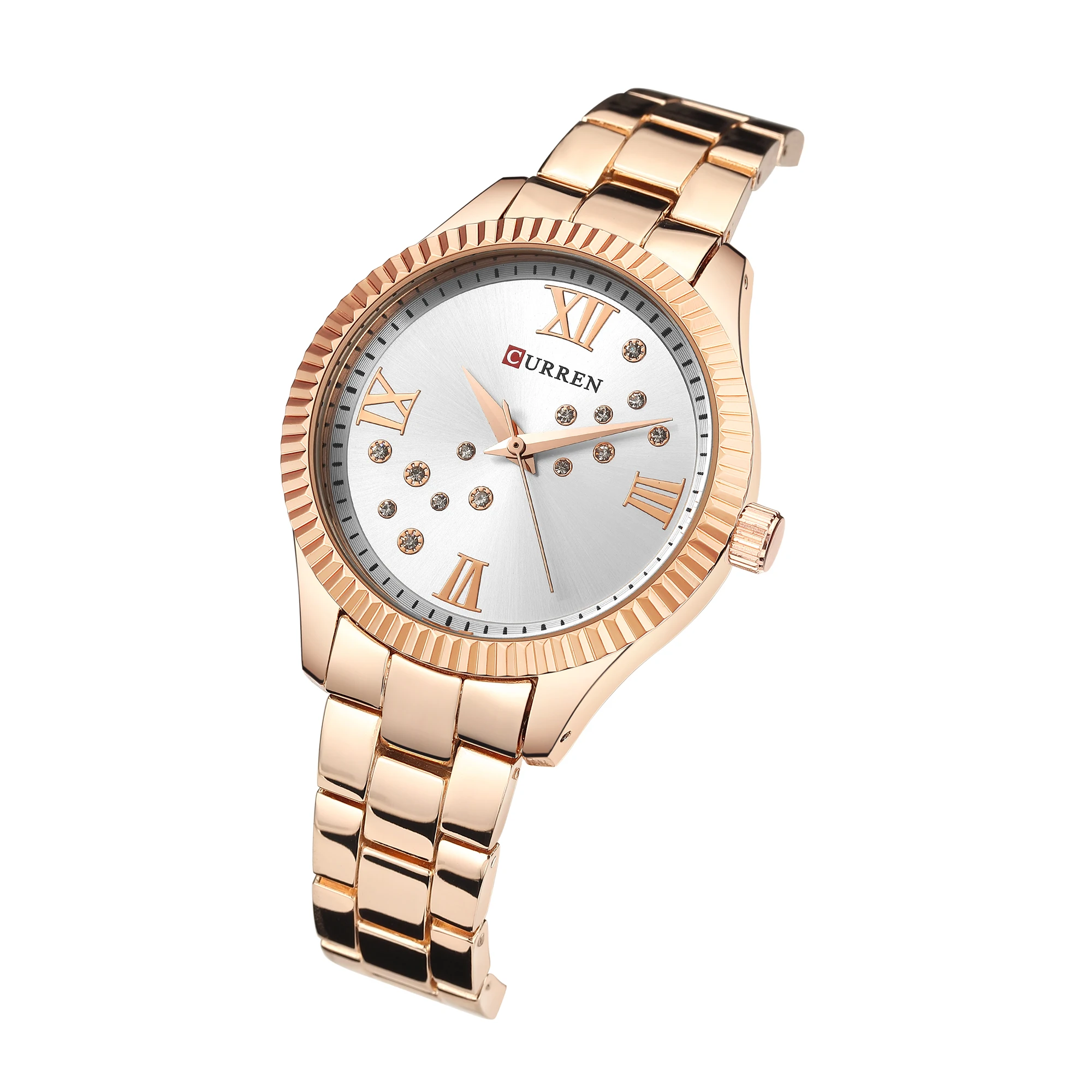 

CURREN Relogio Feminino Fashion Diamond Female Watch Rose Gold Stainless Steel Chic Dial High Quality Waterproof Ladies Watches