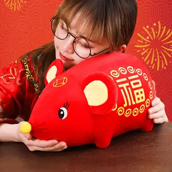 

Plush Mouse Chinese Rad Soft Doll 2020 Rat Year Mascot Toy Mouse Plush Chinese New Year Party Decoration Gift