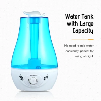 

Cool Mist Humidifier With Colorful Light 3L Capacity Water Tank Dual Nozzles Air Humidifier for Bedroom Office Baby Room
