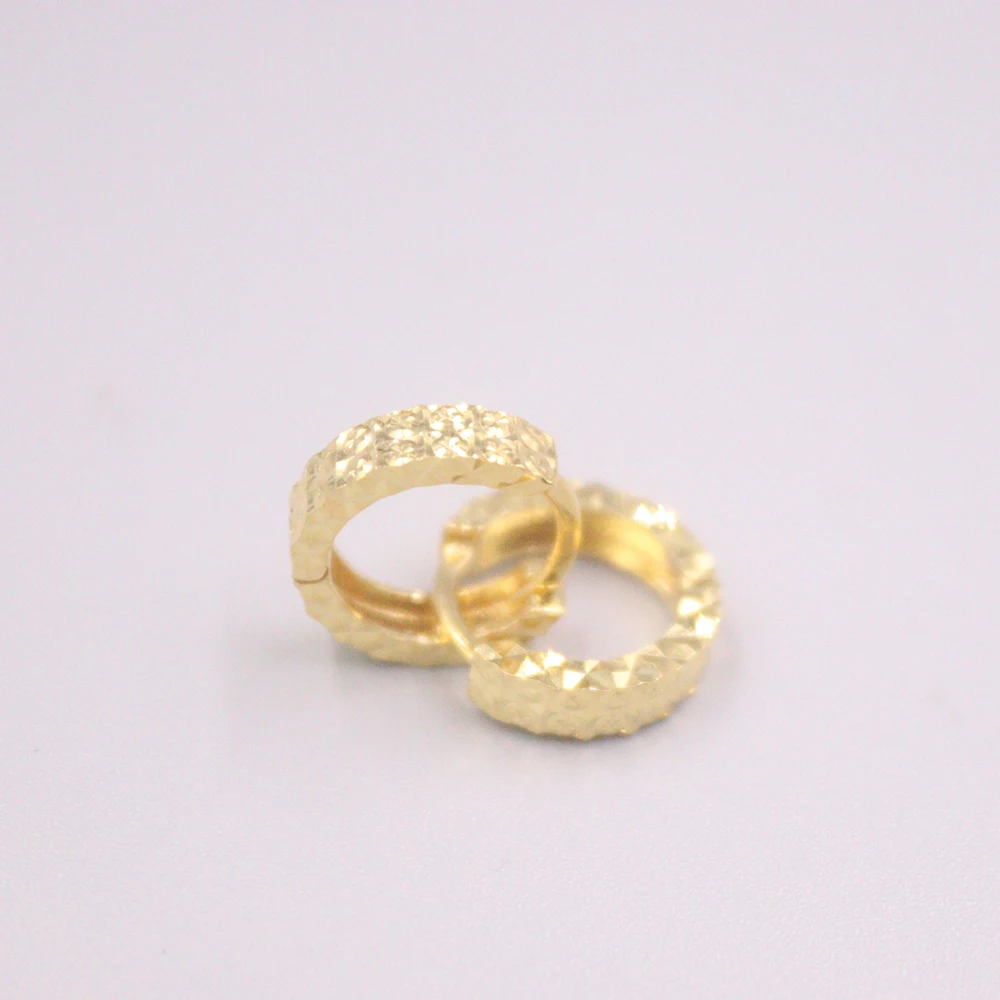 

New Solid Pure 18Kt Yellow Gold Earrings Women Full Star Figure Hoop Earrings 2.2-2.4g 13*3mm