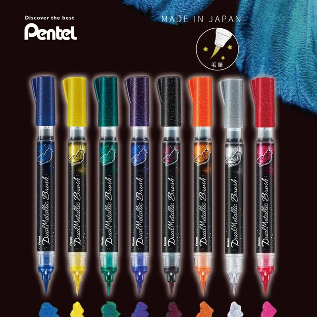 Pentel - Feutre pinceau à pointe souple - noir