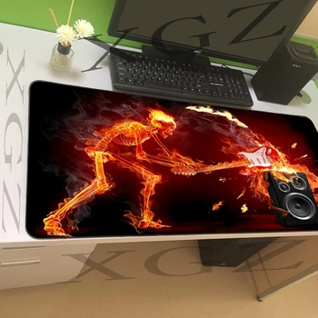 

XGZ Customized Large Game Mouse Pad Black Locking Edge Anime Fire Guitar Computer Desk Mat Speed Slip for Dota Gamer Xxl