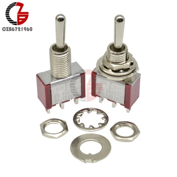 

MTS-103 Toggle Switch 13*8MM Red 3Pin On-Off-On Switch Silver Contactor 125V 5A 250V 2A