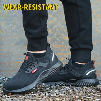 Work Safety Shoes Anti-Smashing Steel Toe Puncture Proof Construction Lightweight Breathable Sneakers shoes Men Women is Light 4