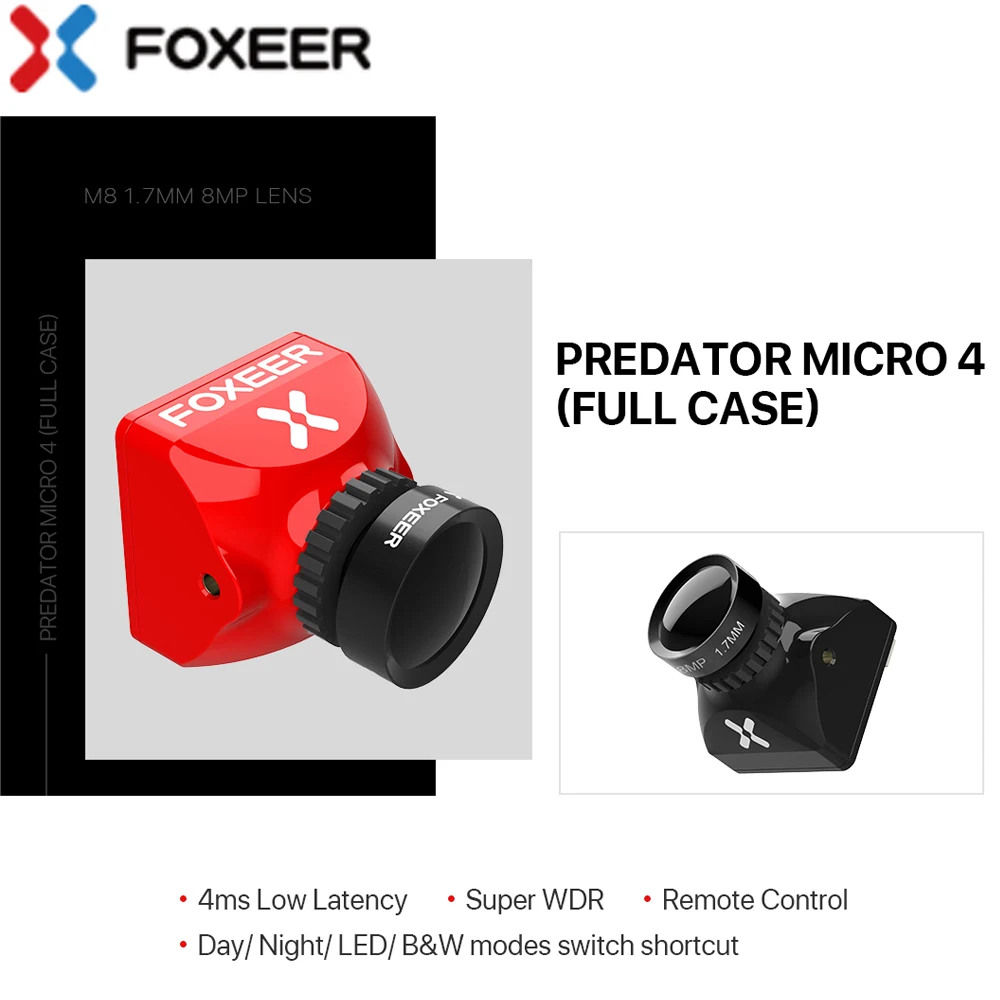 Foxeer Micro Predator 4 полноразмерная гоночная камера 4 мс латентность Супер WDR 1,7 мм 8MP объектив для RC FPV гоночный Дрон