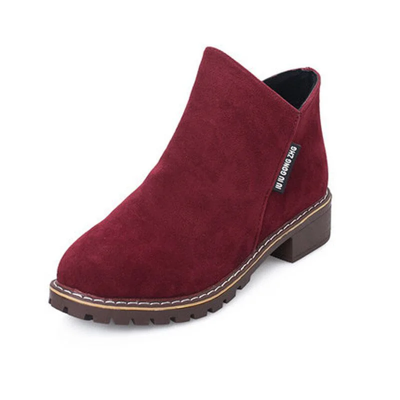

2019 New Female Winter Boots Slip On women Ankle Boots Sewing Flock Platform Boots Winter Shoes Women Shoes Fashion Women Boots