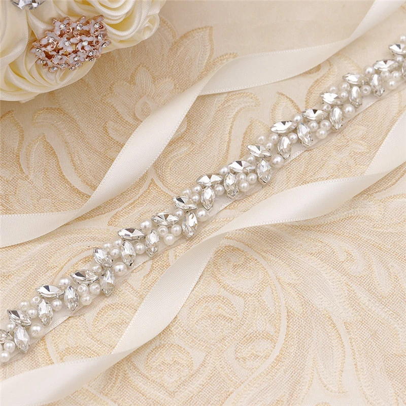 Cinturón de novia sencillo Color plateado con diamantes de imitación, faja para vestido de novia con perlas de cristal, para mujer| Cinturones novia| AliExpress