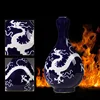 Jingdezhen Ceramic Vase Blue Glaze Carving White Dragon Pattern Vase Household Living Room Decoration Chinese Ancient Ornaments 2