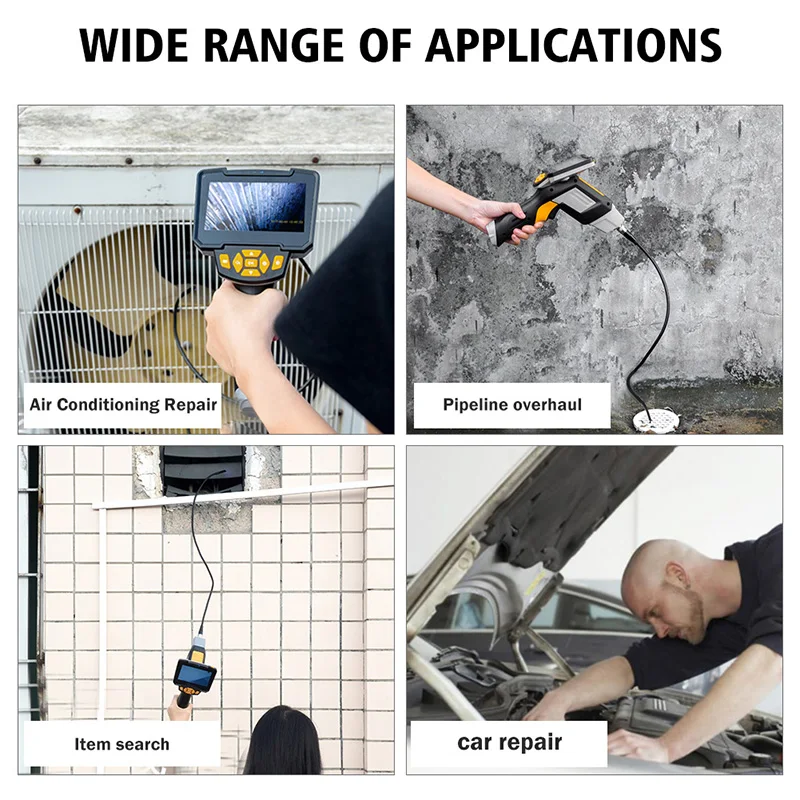 Промышленный эндоскоп 4,3 дюймов ЖК-дисплей Экран с 8,0 мм бороскоп 1080P HD Micro Inspection Камера 2800 мА/ч, Батарея полу-жесткая трубка