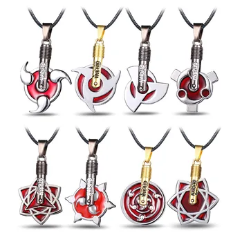 

Anime Naruto Shippuden Necklace Uchiha Sasuke Hatake Kakashi Mangikiu Shalingan Necklaces Pendants Bag Accessories Figure Toys