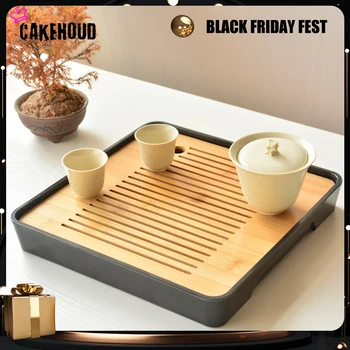 

CAKEHOUD Chinese Kung Fu Tea Set Tea Table Service Tray Bamboo Tea Tray Saucer Travel Dry Bubble Tray Tea Ceremony Accessories