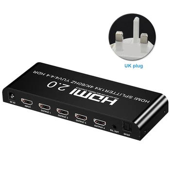 

1 In 4 Out HDCP2.2 For HDTV DVD Converter Video Switcher HDMI Splitter 4K 60Hz Support 3D 1080P With 3.5mm Audio Plug And Play