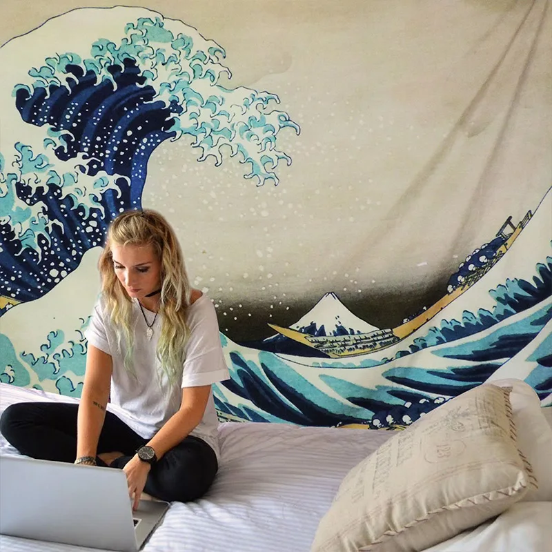 

Japan Style The Great Wave Off Kanagawa Thirty-six Views of Mount Fuji Wall Carpet Modern Wall Art Tapestry Bed Yoga Mat