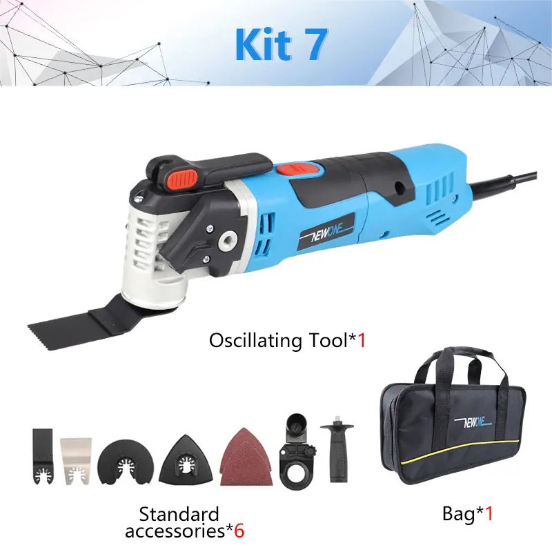 Kit 7 NEWONE 350 Вт 220 В многофункциональная электрическая пила, инструмент для реноватора, Осциллирующий триммер, инструмент для ремонта дома, триммер для DIY деревообработки - Цвет: Kit 7