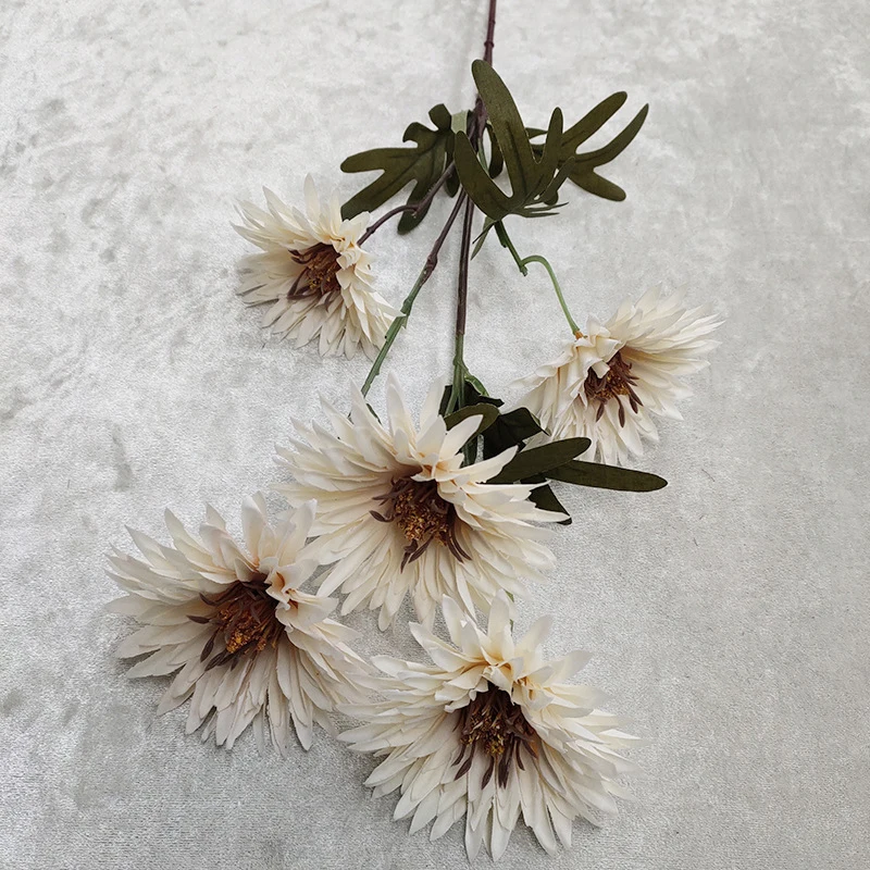 JAROWN 5 Head Artificial Firework Chrysanthemum Wedding Flower Arrangement Decoration Floral Decor Living Room Garden Fake Flower Silk Flower (3)
