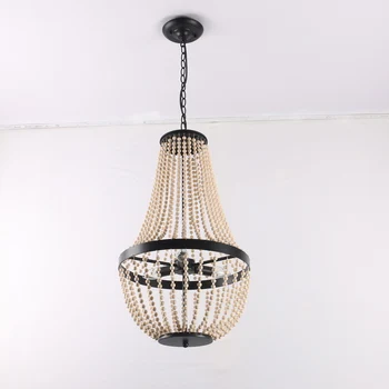 

Classic french chandelier for hallway Bedroom Framhouse Coffee shop Bar wood bead chandelier Loft retro chandalier lights