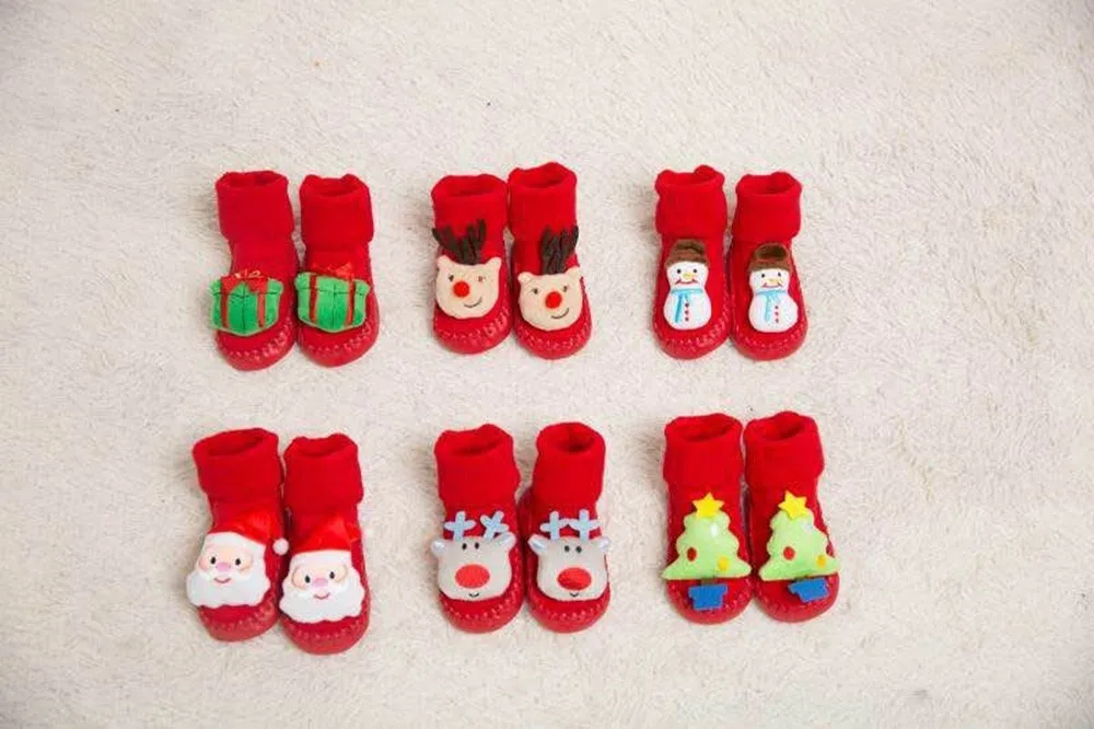 Носки для малышей рождественские носки-тапочки для новорожденных мальчиков и девочек Нескользящие носки для малышей лучшие подарки для малышей