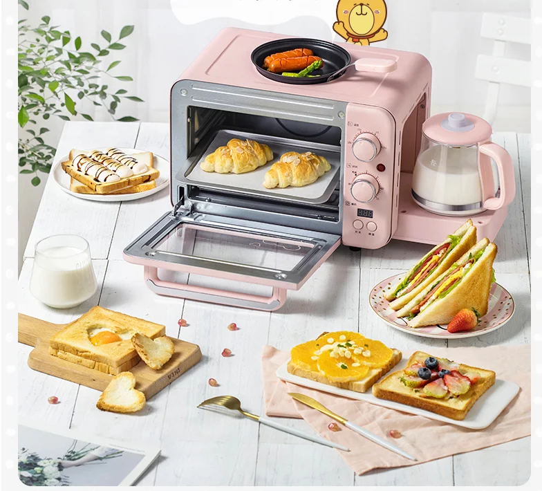 Multifunction 3 in 1 breakfast machine 8L Electric mini Oven Coffee maker eggs frying pan household bread pizza oven grill