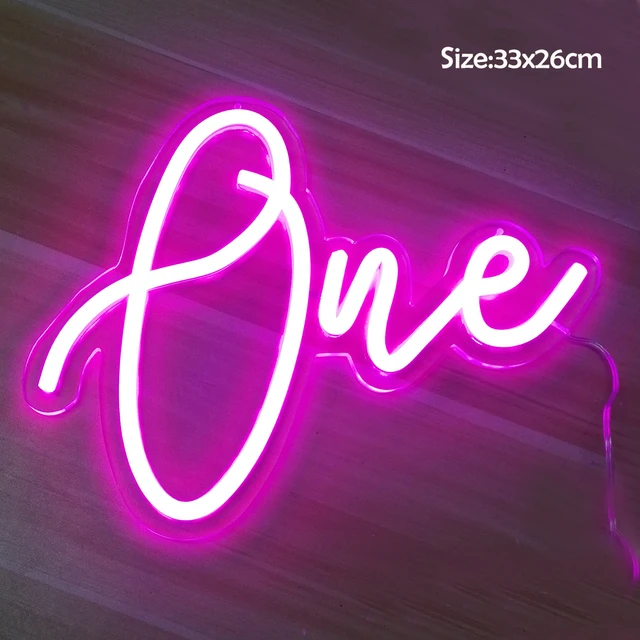 Birthday Custom Made  Number One Neon Sign Phrase Led Lights Party Wedding Wall Art Home Bar Light Personalized Decor pink