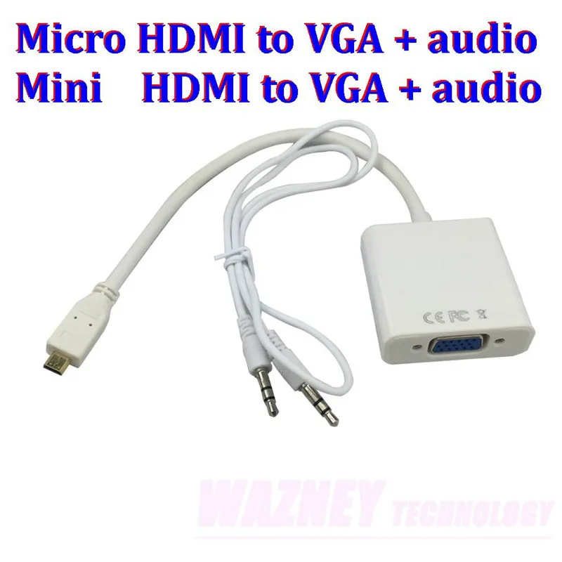 Mini HDMI Micro HDMI To VGA dengan 3 
