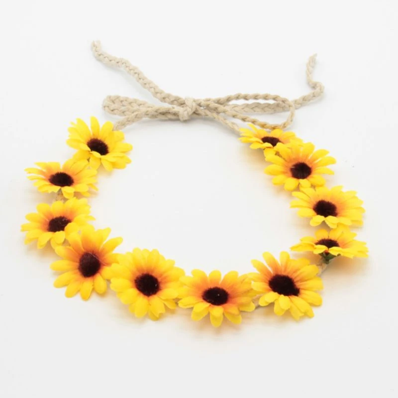 ladies head wraps Sunflower Garland Floral Wreath Woven Daisy Headband for Women Female Girls Hat Hair Decorative Accessories hair clips for women