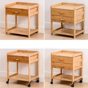 

Bamboo bedside table simple mini bed side small cabinet storage locker removable shelf