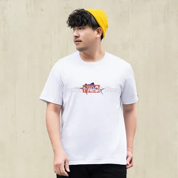 

White T Shirt Male Big Size Short Sleeve Loose Round Neck T-shirt Plus Fat Plus Fat Man Half Sleeve