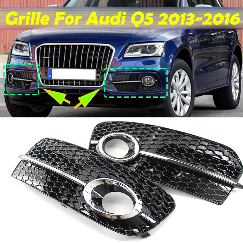 international tide Prosper 1pair Car Bumper Fog Light Cover Honeycomb Grille Grill Chrome Silver For  Audi Q5 2013 2014 2015 2016 Left Right Car Accessories - Racing Grills -  AliExpress