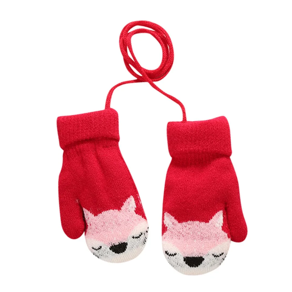 Детские варежки, зимние вязаные варежки на веревке, перчатки с принтом на полный палец, детские перчатки, детские перчатки, gant enfant guantes niuna