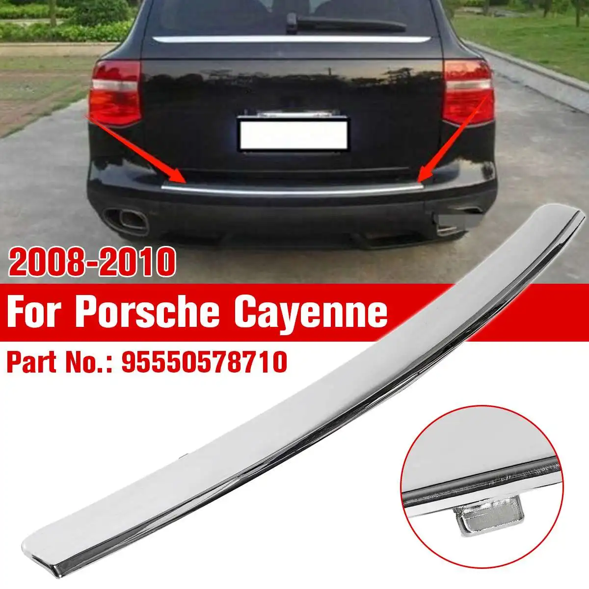 

Car Rear Bumper Cover Outer Trunk End Trim Sill Protection Plate for Porsche Cayenne 08-10 95550578710 Styling Accessories