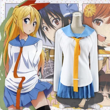 

Hight Quality Anime Nisekoi Kirisaki Chitoge Onodera Kosaki Uniform Woman Cosplay Costume Top + Skirt + Tie