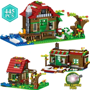

New Arrival My World Forest Courtyard Building Blocks with Small Figures Lighting Effect Bricks Toys Kids Holiday Christmas Gift
