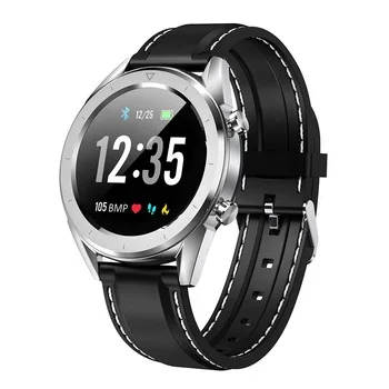 Black Silver Leather ONEVAN DT28 Smartwatch ЭКГ монитор сердечного ритма кровяное давление кислорода в крови фитнес-трекер Водонепроницаемый браслет Смарт-спортивные часы - Цвет: Black Silver Leather