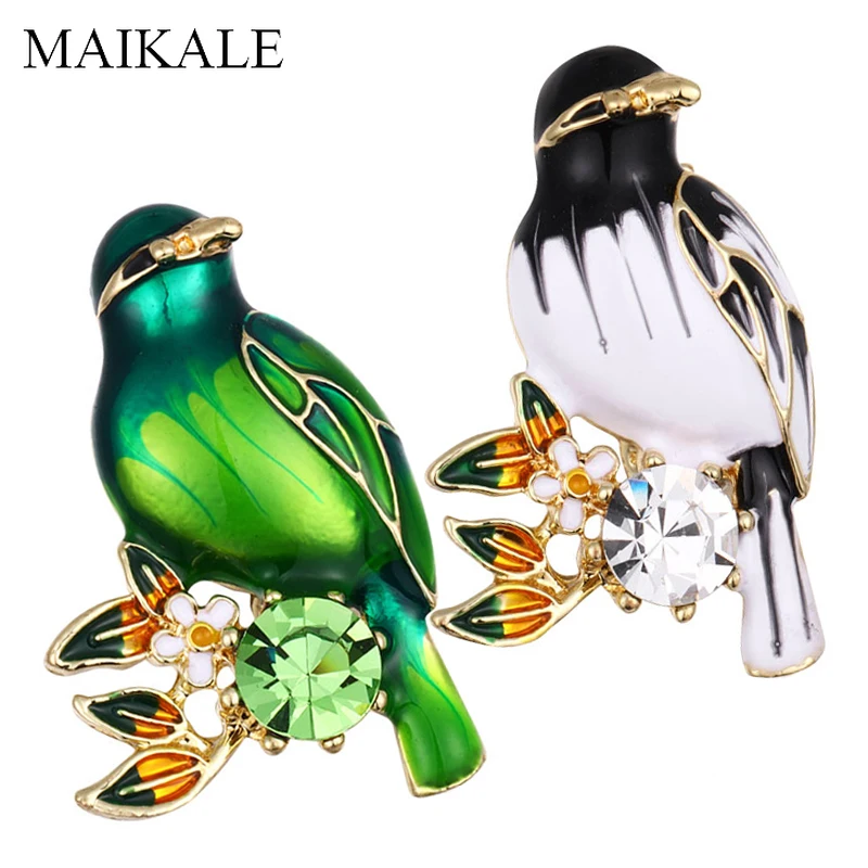 MAIKALE, Цветная брошь из эмали в виде птицы, булавки, хрустальные цветы, броши в виде животных для женщин, рубашки, костюм, детская сумка для девочек, аксессуары, подарки