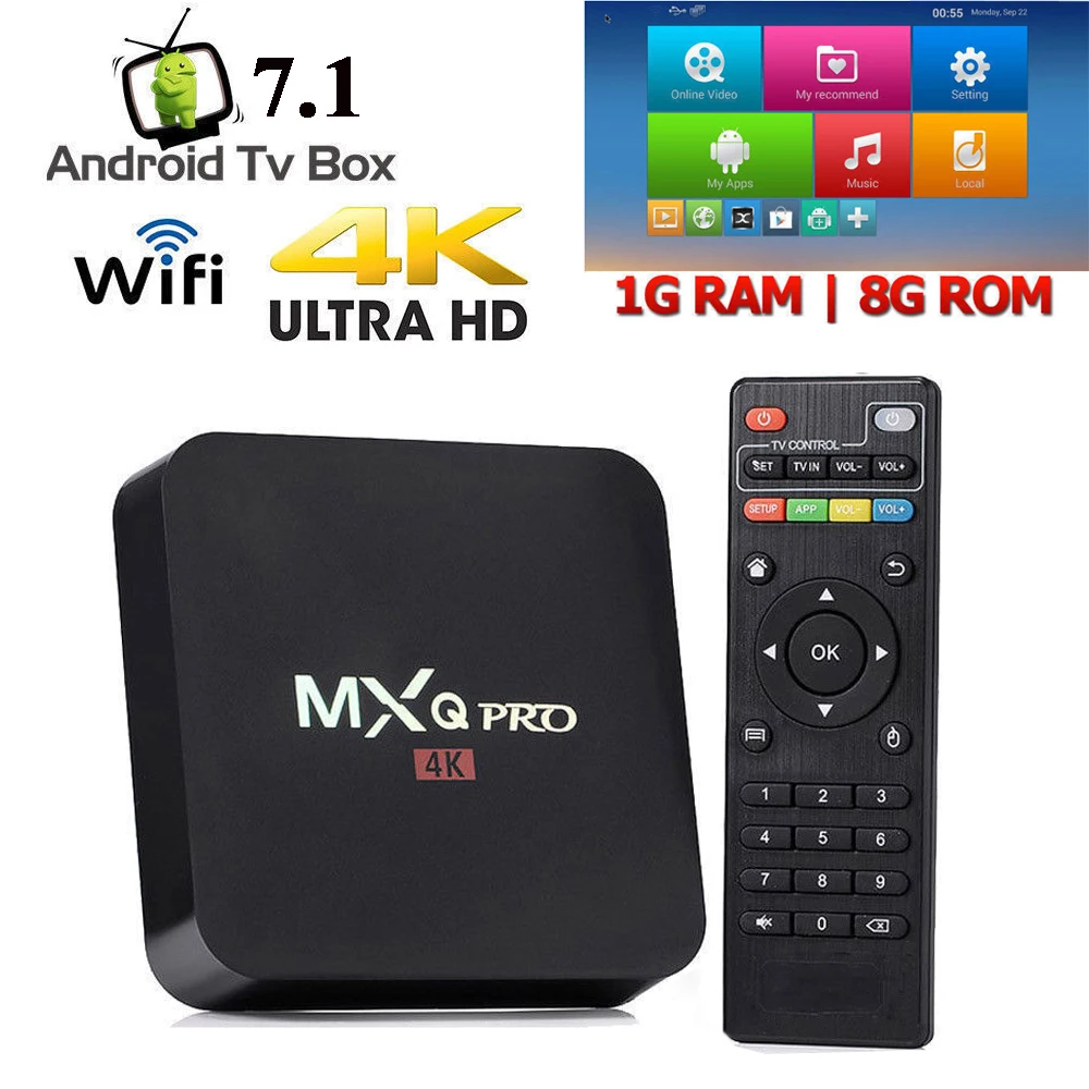 ТВ приставка MXQ PRO RK3228A Android 7 1 2 Гб 16 4K 4 ГГц WiFi Google Play Youtube медиаплеер ГБ 8 смарт