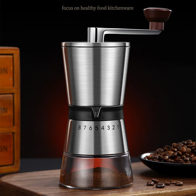 Manual Coffee Grinder Hand Coffee Mill with Ceramic Grinding Core Adjustable Settings Hand Crank Tools Coffee Making Accessory 4