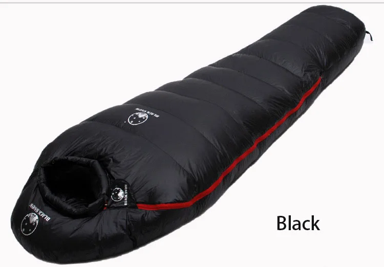 Зимний сверхлегкий спальный мешок из 95% белого гусиного пуха для мам с компрессионным пакетом для альпинизма, кемпинга, пеших прогулок - Цвет: Black 1000g