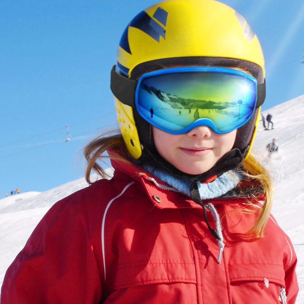 Детские лыжные очки для сноуборда и лыж UV400 защита двойные сферические линзы противотуманные очки детские очки для катания на коньках D35
