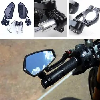 

1 Pair 7/8" 22mm Universal Motorcycle Aluminum Rear View Black Handle Bar End Side Rearview Mirrors