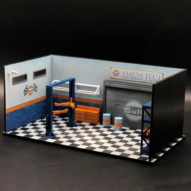 1:64 Scale Garage Car Model Parking Garage Repair Scene Workshop Lift Elevator for Vehicle Simulation Accessories Background 3