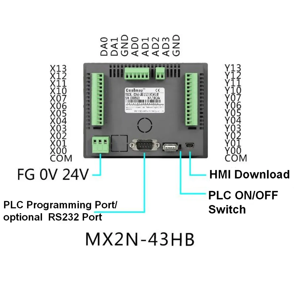 4,3 ''HMI plc все-в-одном Интегрированный контроллер Сенсорная панель транзисторный выход цифровой I/O 8DI 8DO аналоговый EKJ вход термопары