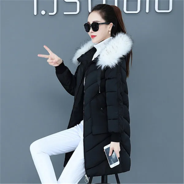 Новая модная женская меховая зимняя куртка с хлопковой подкладкой, теплое плотное Женское пальто, длинные пальто, парка, женские куртки, одежда K1015 - Цвет: Black