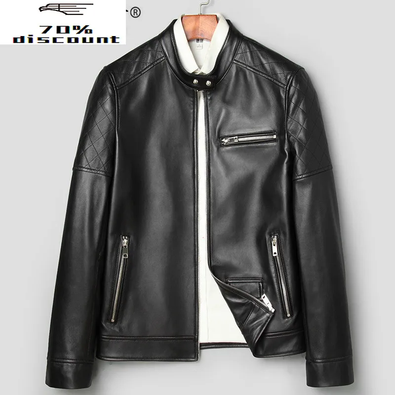 

Men's Leather Jacket Real Sheepskin Leather Coat Motorcycle Genuine Leather Jackets men Fashion 2020 DK020 KJ2424