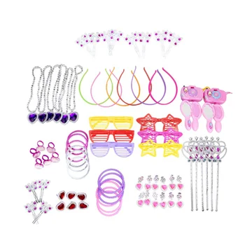 

72PCS 12 Styles Elegant Plastic Nontoxic Portable Hair Accessories Bracelets Necklaces Pretend Play Toys for Girls Kids Children